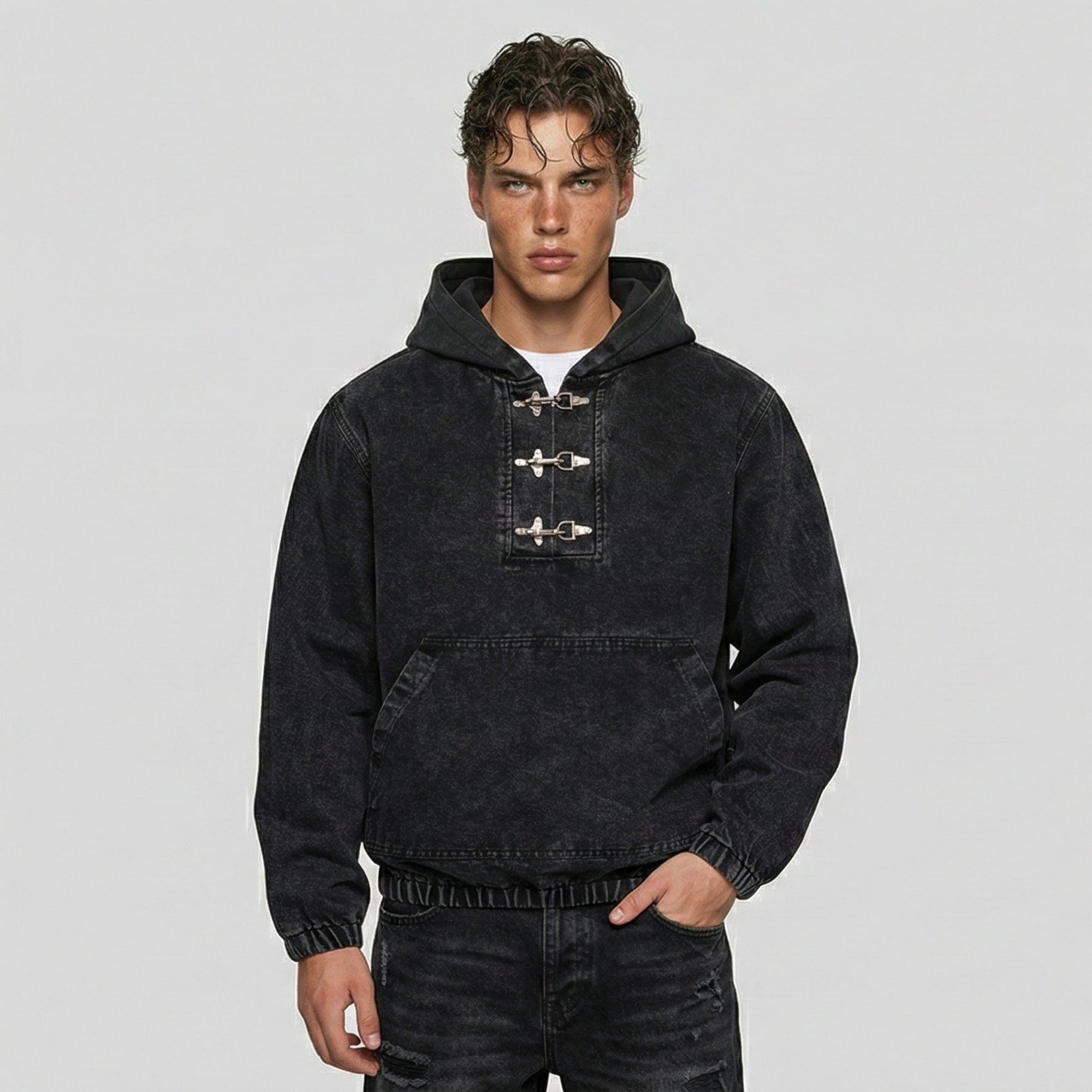 AXEL HOODED DENIM SWEATSHIRT