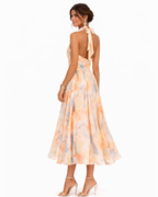 Aurora™ - Halter Neck Dress with Watercolor Print