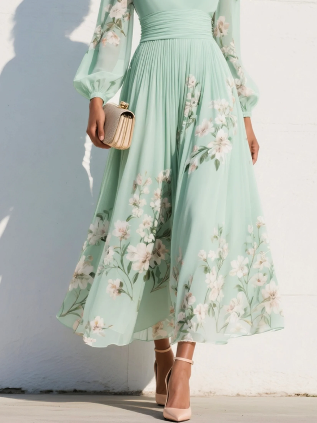 Odelia – Floral Midi Dress with Flowing Silhouette